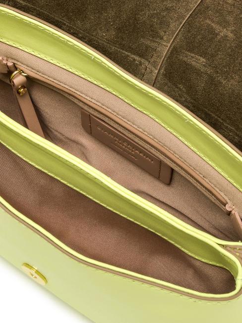 HELENA ROUND Geanta din piele cu clapa lumină însorită - Genți femei