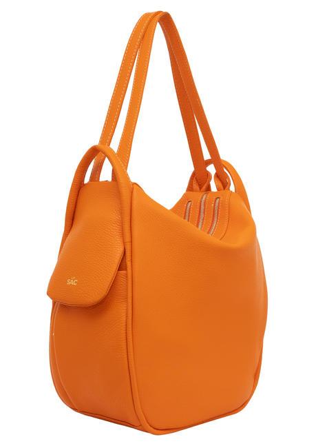 TRIO Rucsac din piele ciocanita portocale - Genți femei