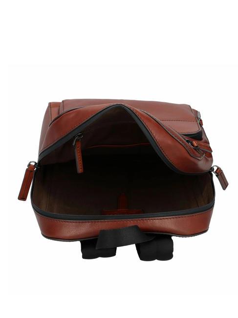 DAMIANO Rucsac din piele pentru laptop de 14". Maro / Ruteniu - Rucsacuri pentru laptop