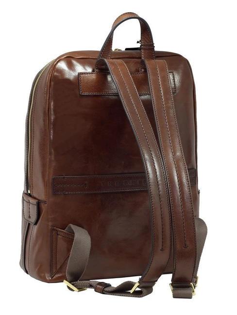VACCHERECCIA Rucsac din piele pentru laptop de 14". BROWN - Rucsacuri pentru laptop