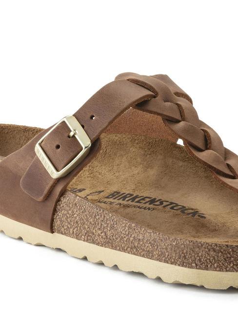 GIZEH Flip-flops din piele coniac - Pantofi unisex