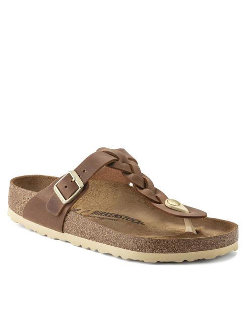 GIZEH Flip-flops din piele coniac - Pantofi unisex