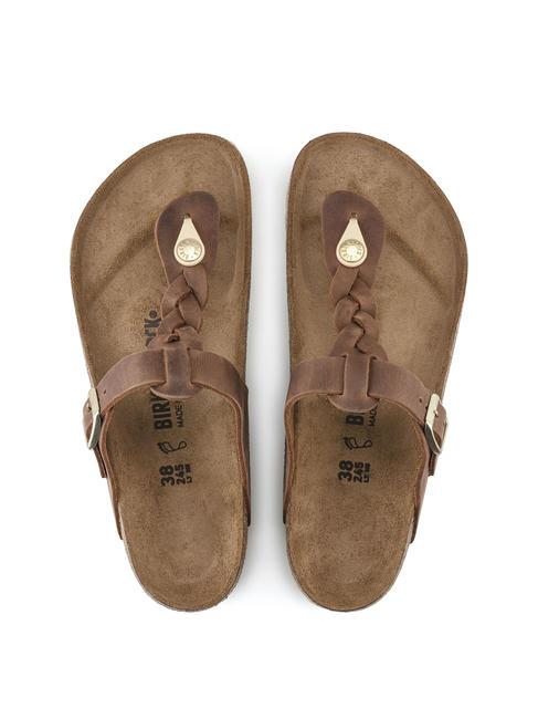 GIZEH Flip-flops din piele coniac - Pantofi unisex