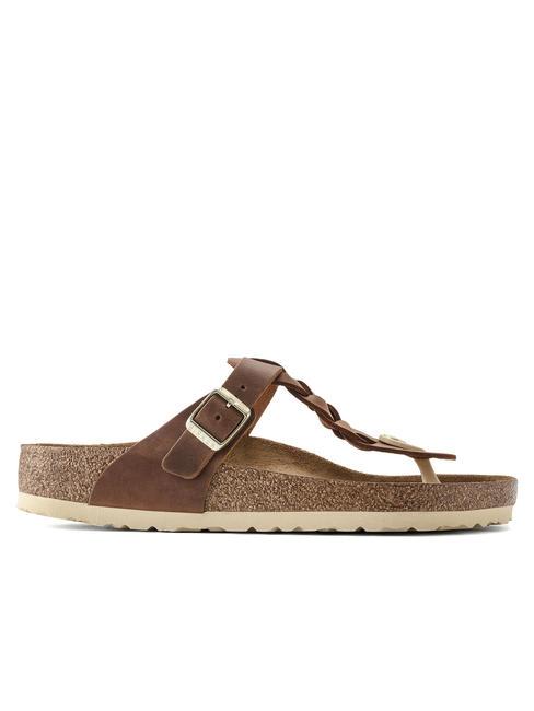 GIZEH Flip-flops din piele coniac - Pantofi unisex