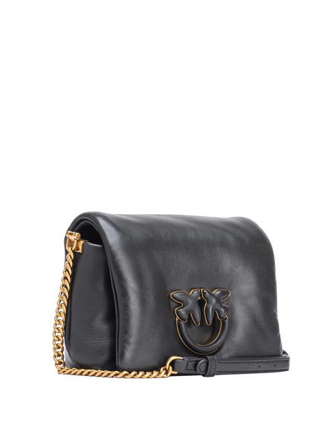 LOVE CLICK PUFF Mini geanta de umar din piele culoare bloc de limuzină neagră - Genți femei