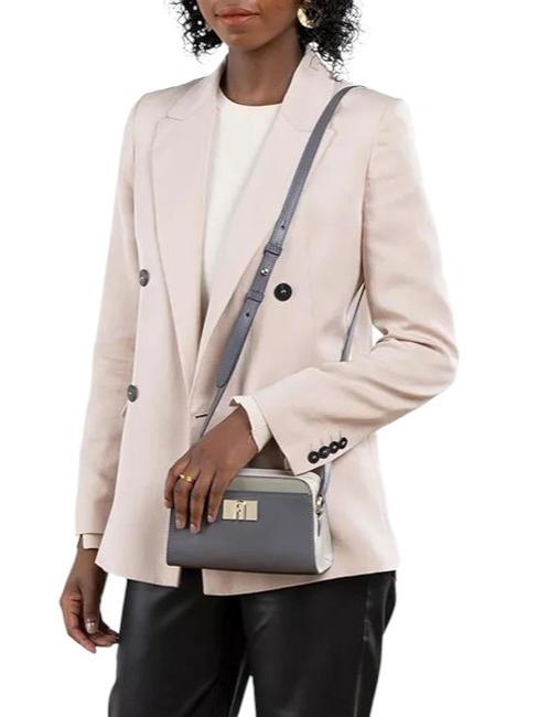 1927 Geanta mini din piele păm&acirc;nt/marmură cu perlă e - Genți femei