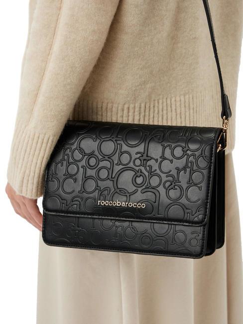 RUBINO Geanta de umar cu clapa negru - Genți femei