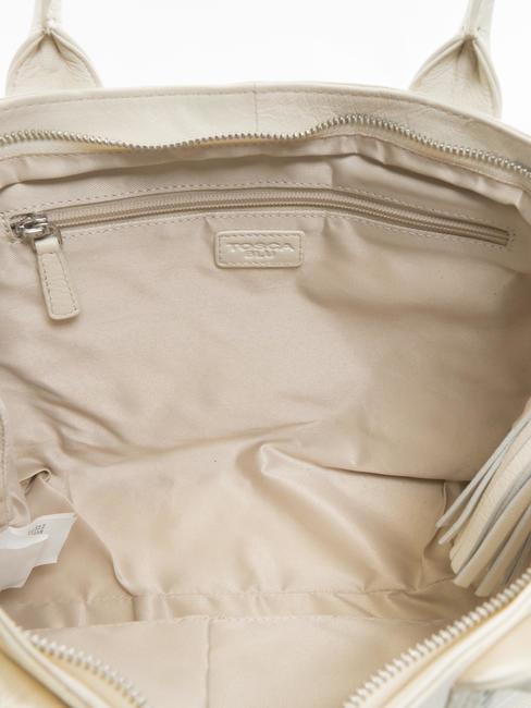 FLORA Cumpărător de mână, cu curea de umăr fildeș alb - Genți femei