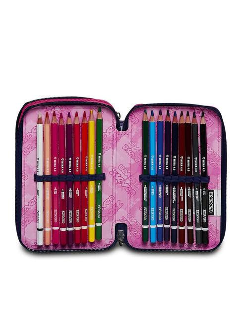 CLOUDY SHAPES Trusa cu 3 fermoare cu trusa școlară Bluedeep - Penare și accesorii