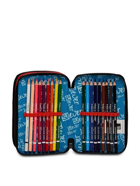 EVER DRIFT BOY Trusa cu 3 fermoare cu trusa școlară portocala rosie - Penare și accesorii