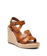 TOMMY HILFIGER TH Sandale cu pană espadrile &icirc;nalte din piele - Pantofi femei