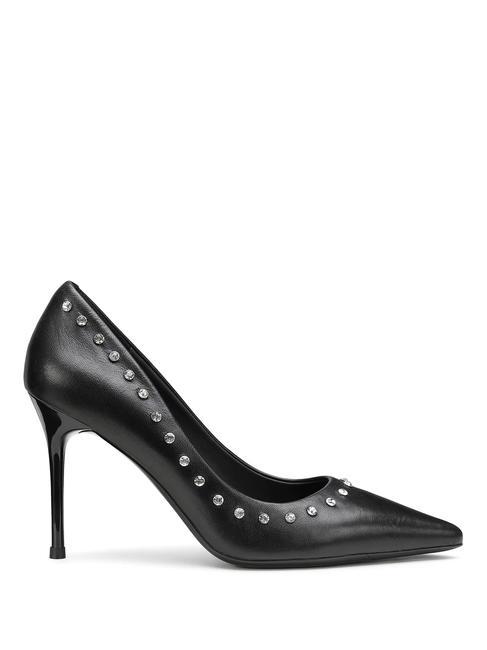 QUEEN 3878 Pompe din piele cu aplicatii negru - Pantofi femei