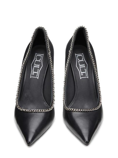 QUEEN 3878 Pompe din piele cu lant negru - Pantofi femei
