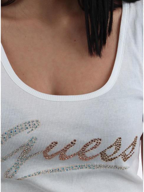 LOGO GLITTER Top din bumbac alb purpuriu - tricou