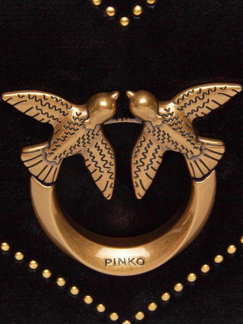 LOVE CLICK Geanta mini din catifea cu crampoane aur negru-vechi - Genți femei