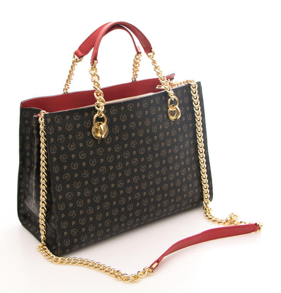 Tapiro Geantă de m&acirc;nă, cu curea de umăr lac negru - Genți femei