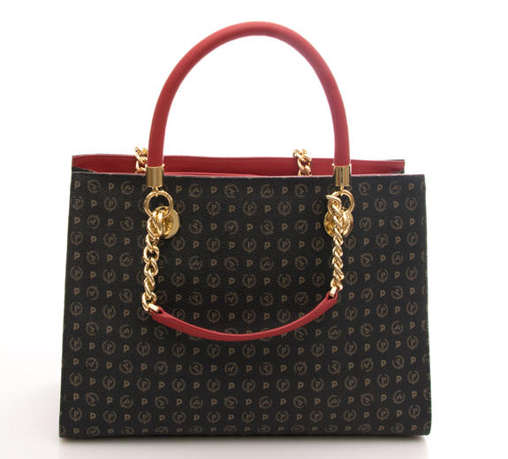 Tapiro Geantă de m&acirc;nă, cu curea de umăr lac negru - Genți femei