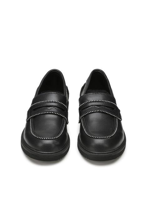 SABBATH 0064 KIDS Mocasini cu profile din strass negru - Pantofi pentru bebeluși