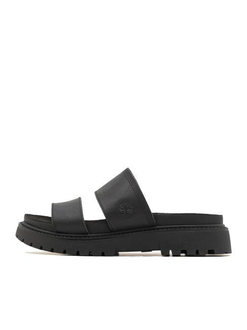 CLAIREMONT WAY Sandale papuci din piele negru plin de cereale - Pantofi femei