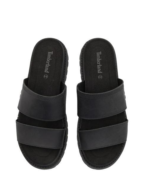 CLAIREMONT WAY Sandale papuci din piele negru plin de cereale - Pantofi femei