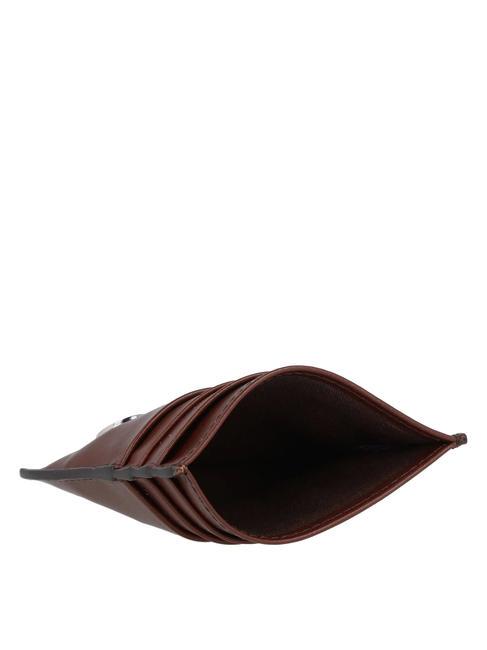 BIAGIO  Suport card din piele maro 14/ruteniu paladiu - Portofele bărbați