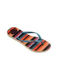 HAVAIANAS SLIM PATCHWORK Papuci flip-flop bej paie/albastru - Pantofi femei - 3