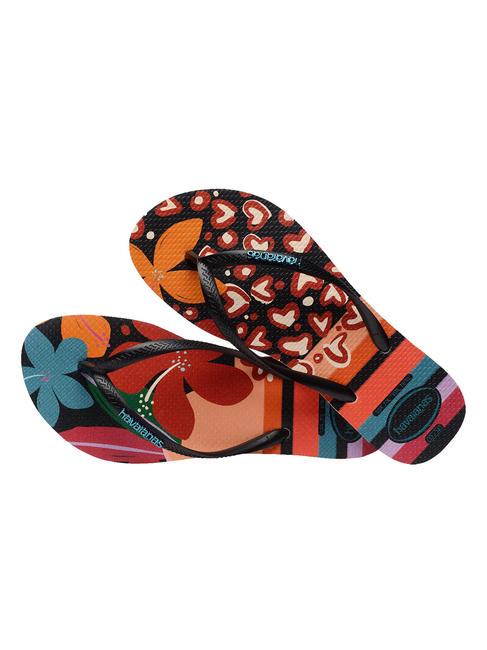 SLIM PATCHWORK Papuci flip-flop bej/negru - Pantofi femei