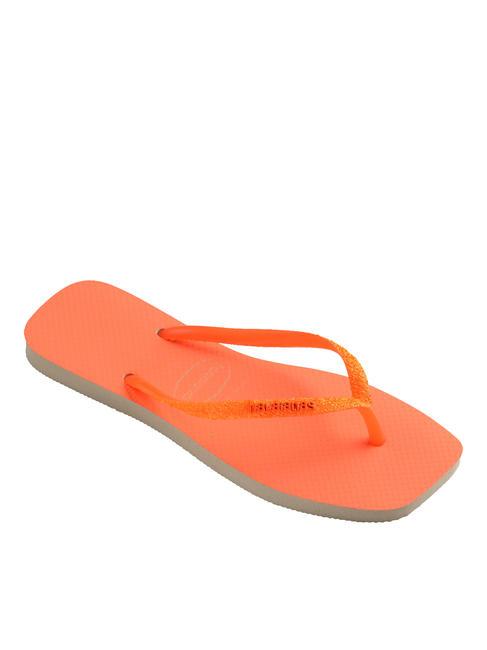 SQUARE GLITTER NEON Papuci flip-flop bej/portocaliu - Pantofi femei