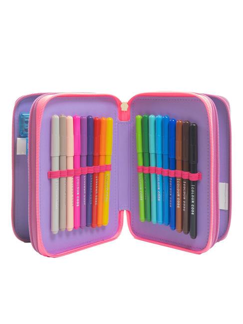 DREAMS&FLOWERS Trusa cu 3 fermoare cu trusa școlară ROSU RODAMINĂ - Penare și accesorii