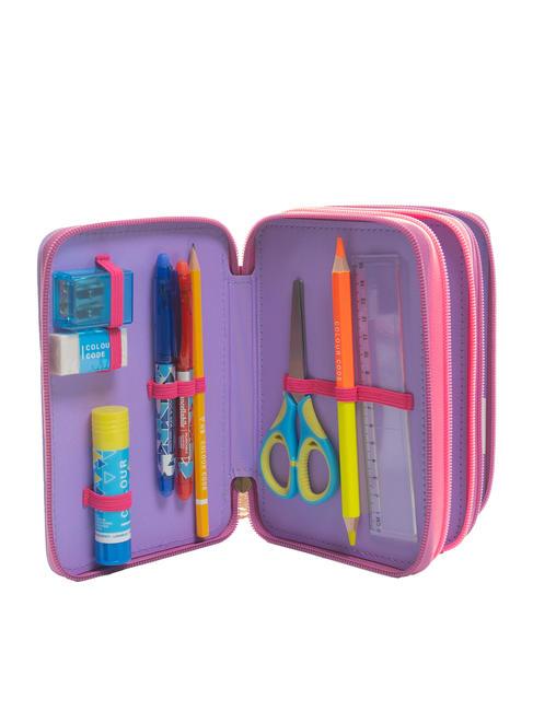 DREAMS&FLOWERS Trusa cu 3 fermoare cu trusa școlară ROSU RODAMINĂ - Penare și accesorii