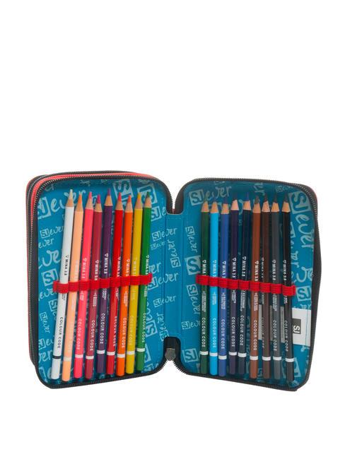 EVER Trusa cu 3 fermoare cu trusa școlară RED - Penare și accesorii