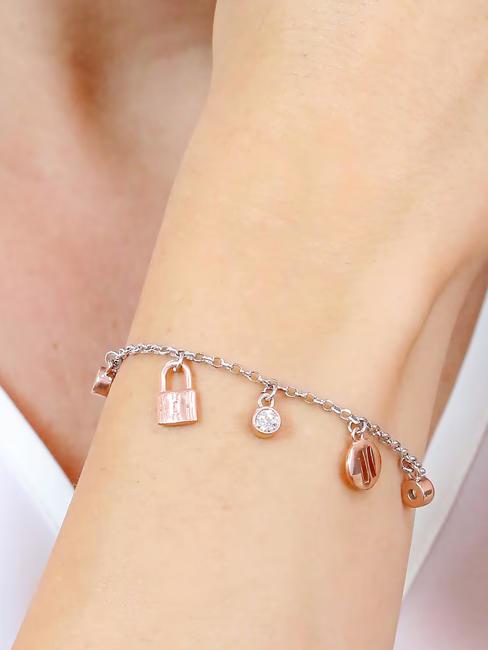 RAMBLA Bratara cu brelocuri si zirconi otel-aur - Brățări