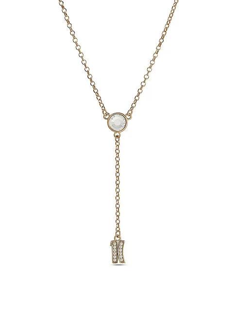 BROADWAY Colier cu farmec cu logo și zirconi aur - Lănțișoare