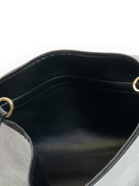 SARA Geanta servieta din piele negru argintiu - Genți femei