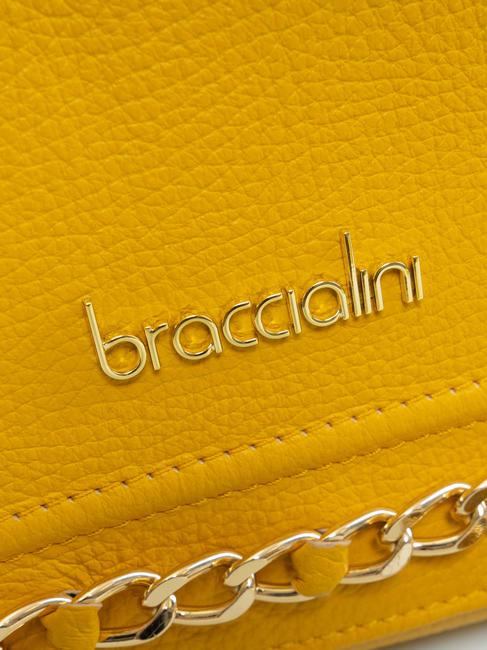 NORA Geanta de umar din piele cu clapa galben - Genți femei