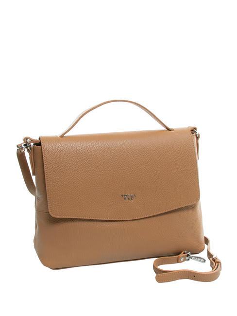 CICLAMINO Geanta servieta din piele ciocanita cămilă - Genți femei