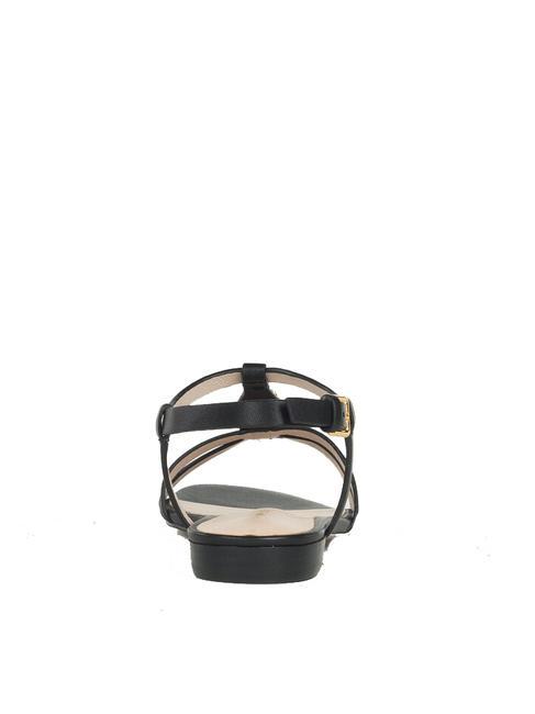 CHARA SMOOTH Sandale plate din piele negru - Pantofi femei