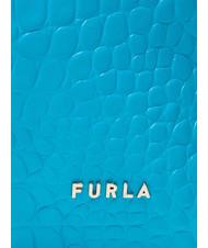 FURLA GINGER Geantă mică de mână din piele de nucă de cocos cyan - Genți femei - 4