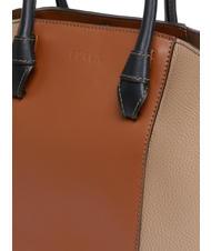 FURLA MIASTELLA Geantă tote din piele cu curea de umăr greige+cognac h+negru - Genți femei - 4