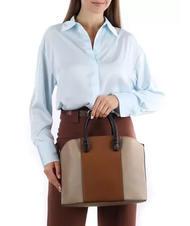 FURLA MIASTELLA Geantă tote din piele cu curea de umăr greige+cognac h+negru - Genți femei - 6