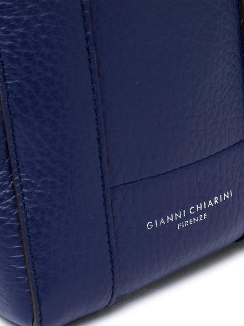 SUPERLIGHT Geanta din piele ciocanita cu manere duble albastru galaxie-t.moro - Genți femei