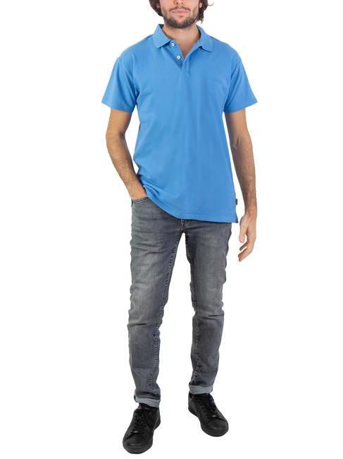 BASIC Tricou polo stretch cu maneca scurta albastru deschis - maiou Polo
