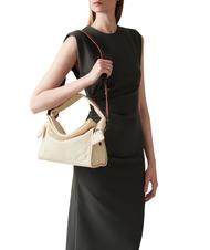 BORBONESE LOVER NYLON Geantă hobo mică cu curea de umăr musetel/piele - Genți femei - 5