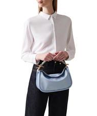 BORBONESE HORSEBACK NYLON Geantă de m&acirc;nă cu curea de umăr topaz/gri deschis - Genți femei - 6