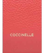 COCCINELLE BEAT CLUTCH Pocheta din piele ciocanita merisoare - Genți femei - 4