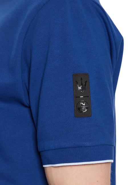 MASERATI Tricou polo cu mânecă scurtă din bumbac elastic albastru electric - maiou Polo
