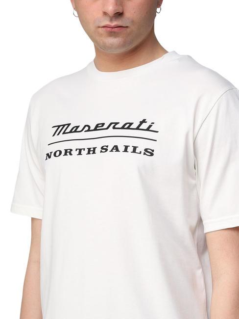 MASERATI Tricou din bumbac cu imprimeu maxi alb - tricou
