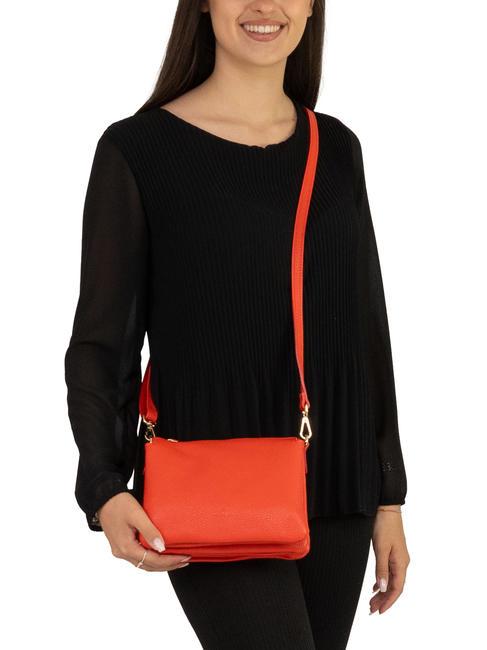SIMONA Geantă de umăr din piele Tris dollar coral - Genți femei