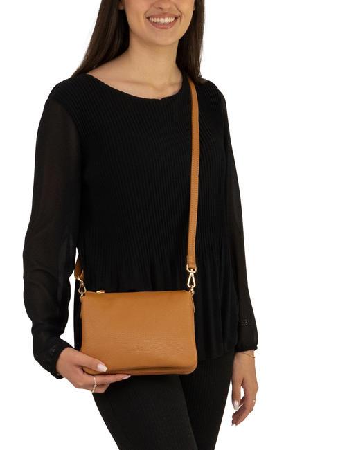 SIMONA Geantă de umăr din piele Tris dollar piele închisă la culoare - Genți femei