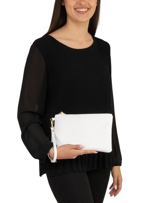 ROBERTA Pochetă Dollar din piele alb optic - Genți femei